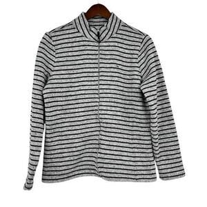 Vineyard Vines Women’s gray Fleece Jacket Striped Whale Logo Full Zip medium